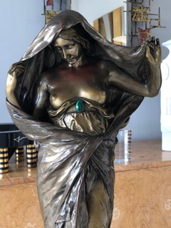 Louis-Ernest Barrias Nature Unveling Herself Before Science Bronze and Malachite