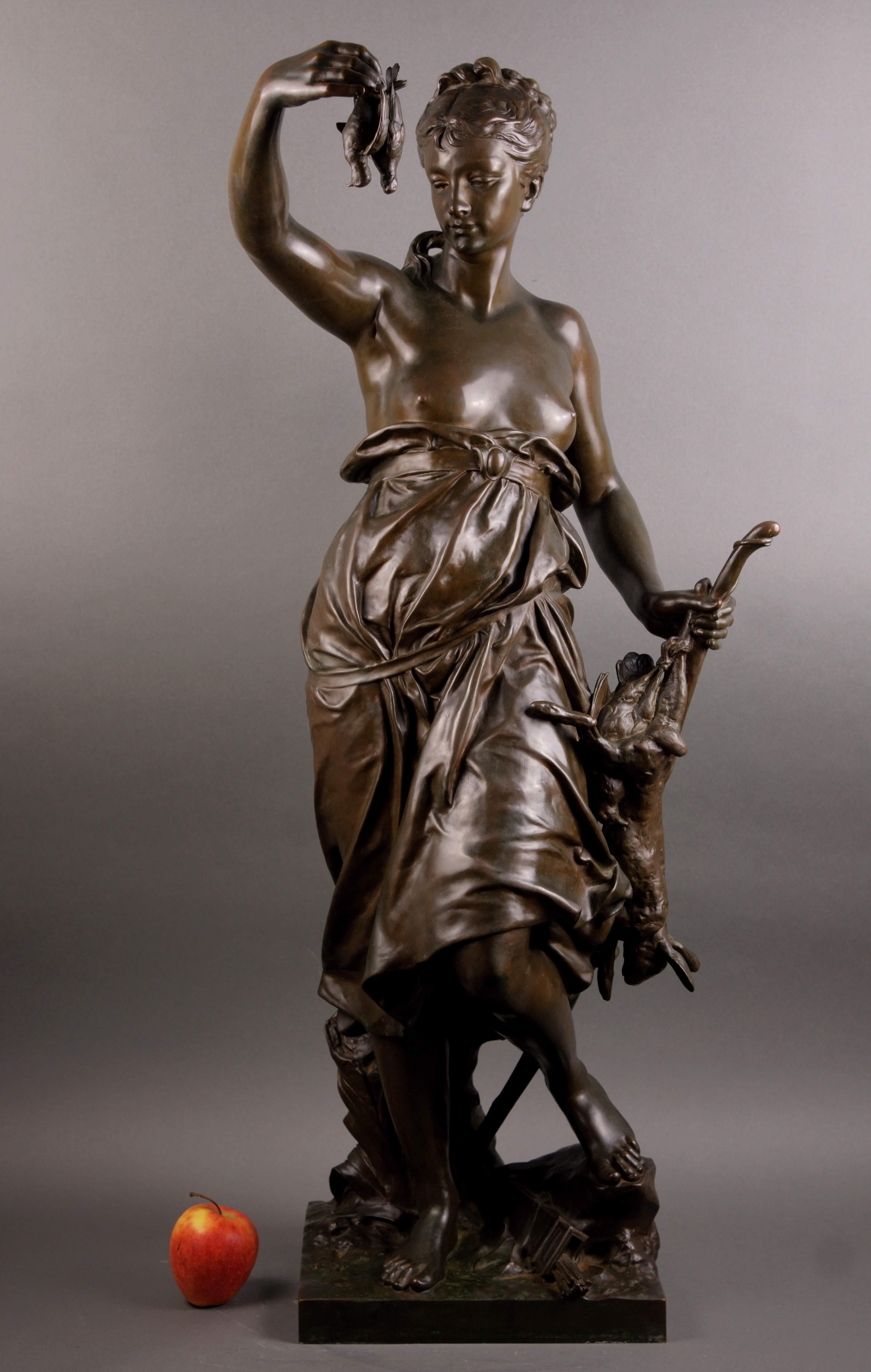 La Caza Gran Escultura de Bronce Ferdinand Barbedienne Fondeur Napoleón III en venta 5