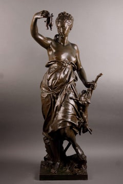 La caccia Grande Scultura in Bronzo Ferdinand Barbedienne Fondeur Napoleone III