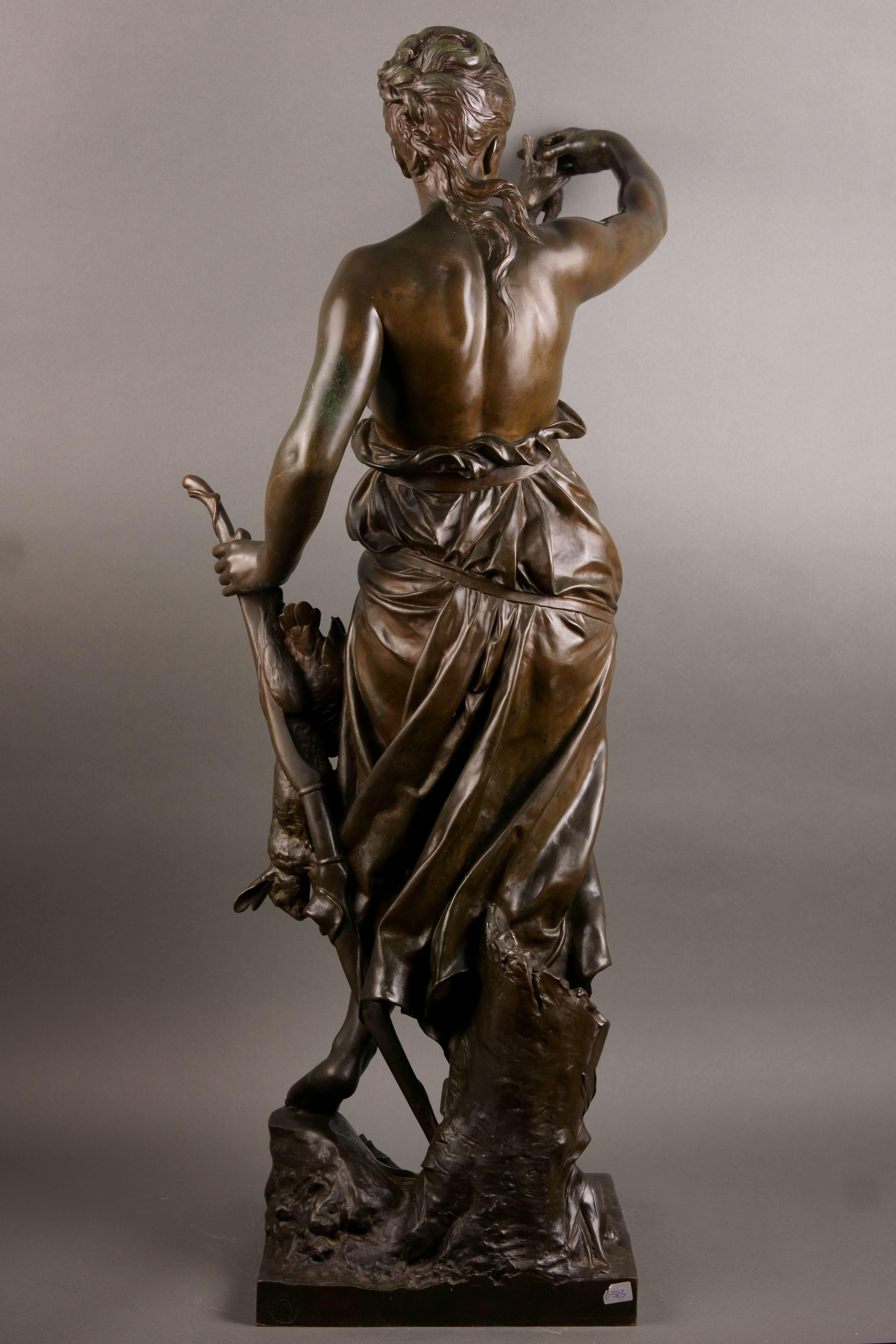 La Caza Gran Escultura de Bronce Ferdinand Barbedienne Fondeur Napoleón III en venta 2