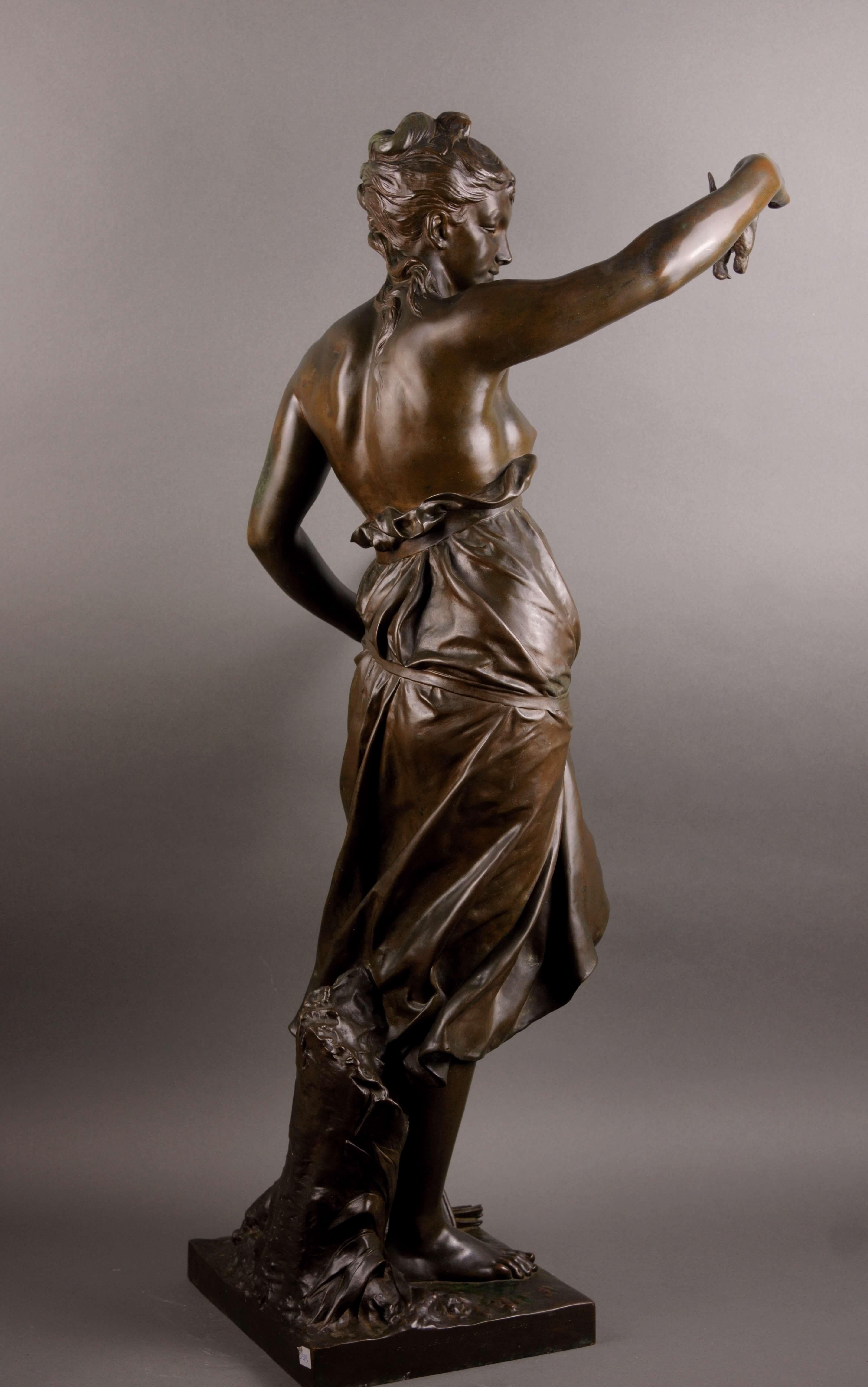 La Caza Gran Escultura de Bronce Ferdinand Barbedienne Fondeur Napoleón III en venta 3