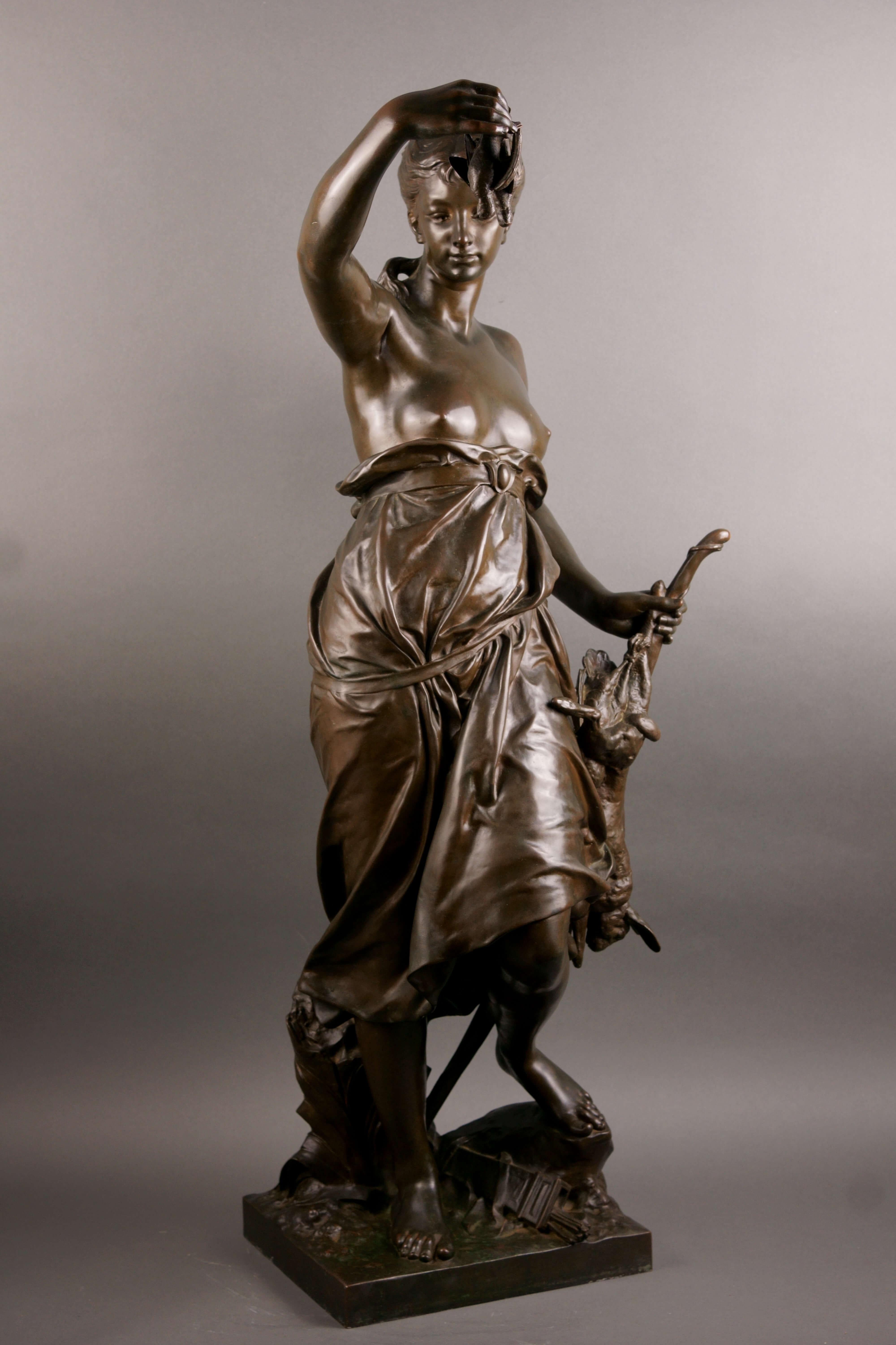 La Caza Gran Escultura de Bronce Ferdinand Barbedienne Fondeur Napoleón III en venta 4