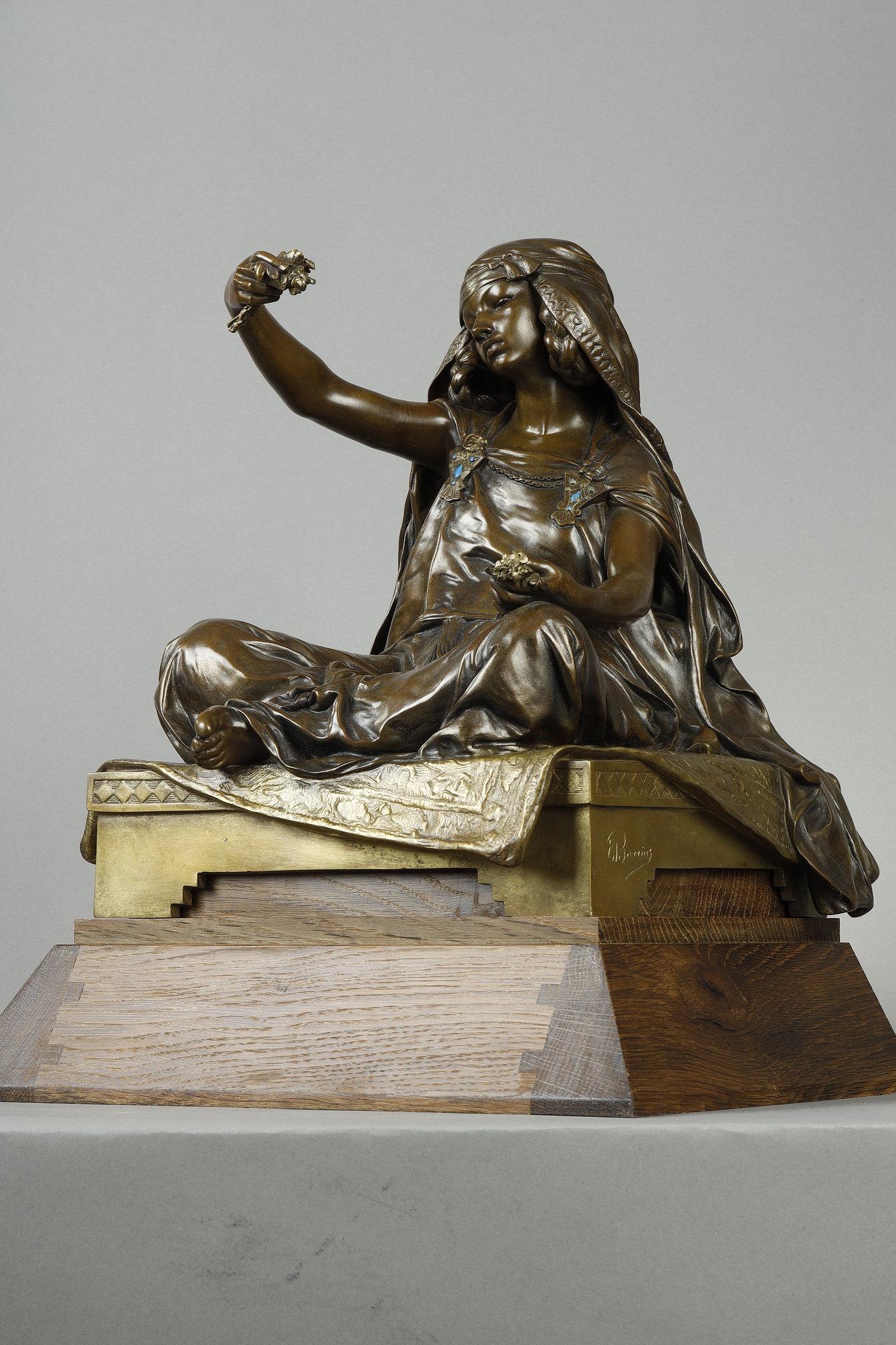 Jeune fille de Bou-Saada - École française Sculpture par Louis Ernest Barrias