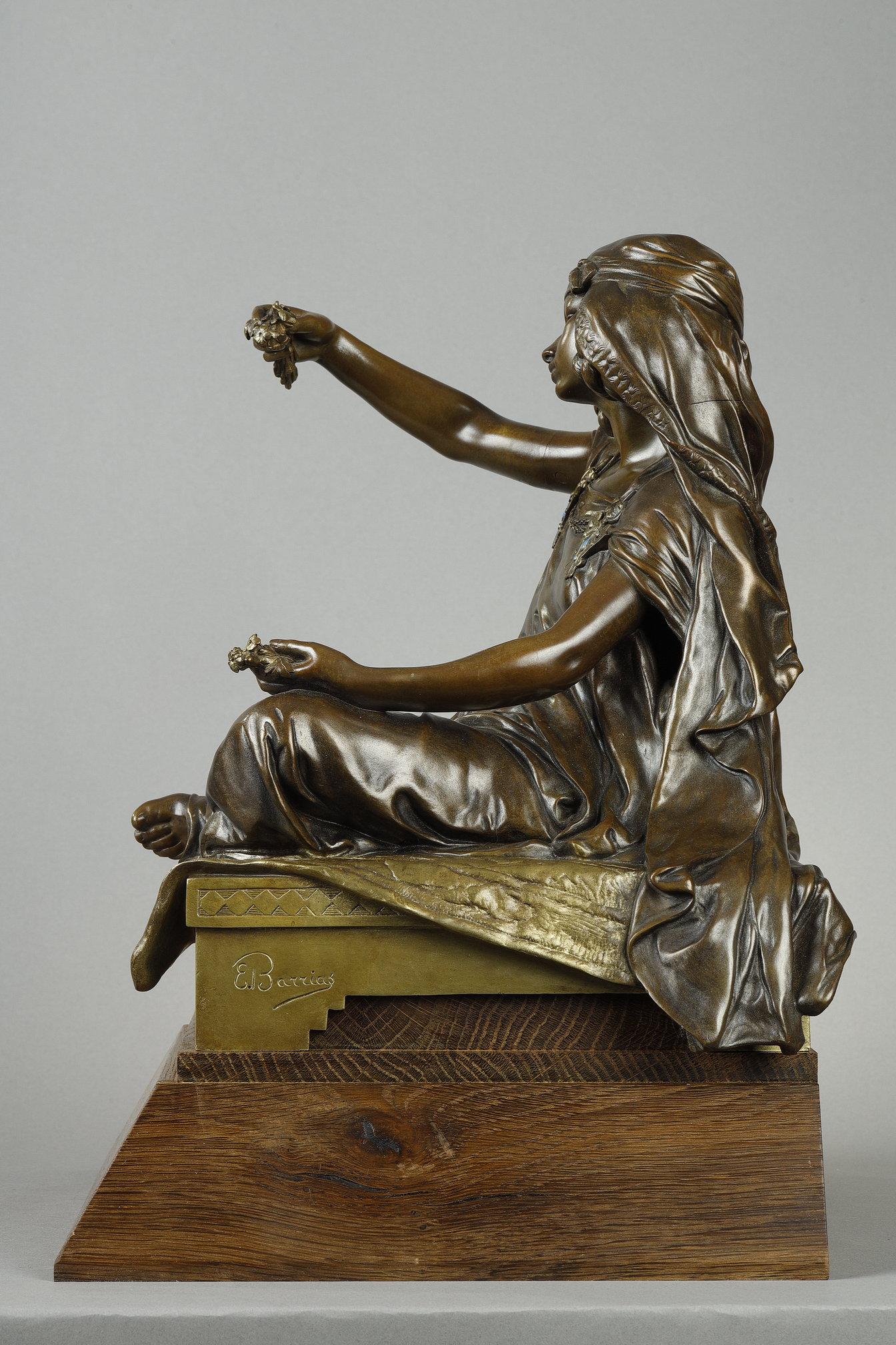 Jeune fille de Bou-Saada - Or Figurative Sculpture par Louis Ernest Barrias