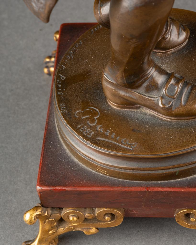 Louis Ernest Barrias : Joven Mozart tocando el violín - Bronce patinado - S. XIX Dorado en venta