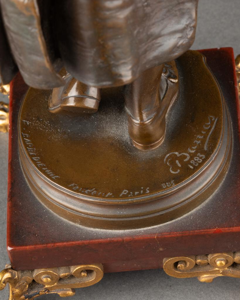 Louis Ernest Barrias : Joven Mozart tocando el violín - Bronce patinado - S. XIX Fines del siglo XIX en venta