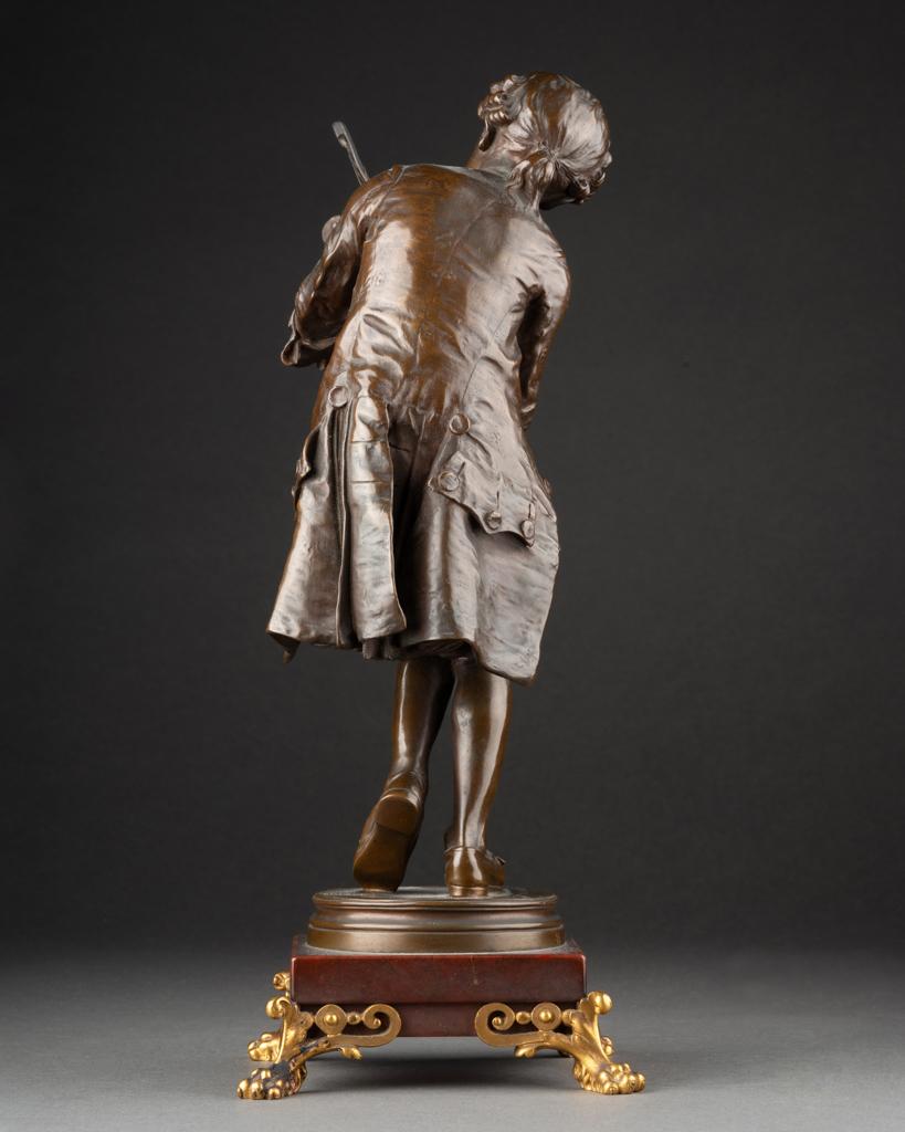 Louis Ernest Barrias : Joven Mozart tocando el violín - Bronce patinado - S. XIX en venta 1