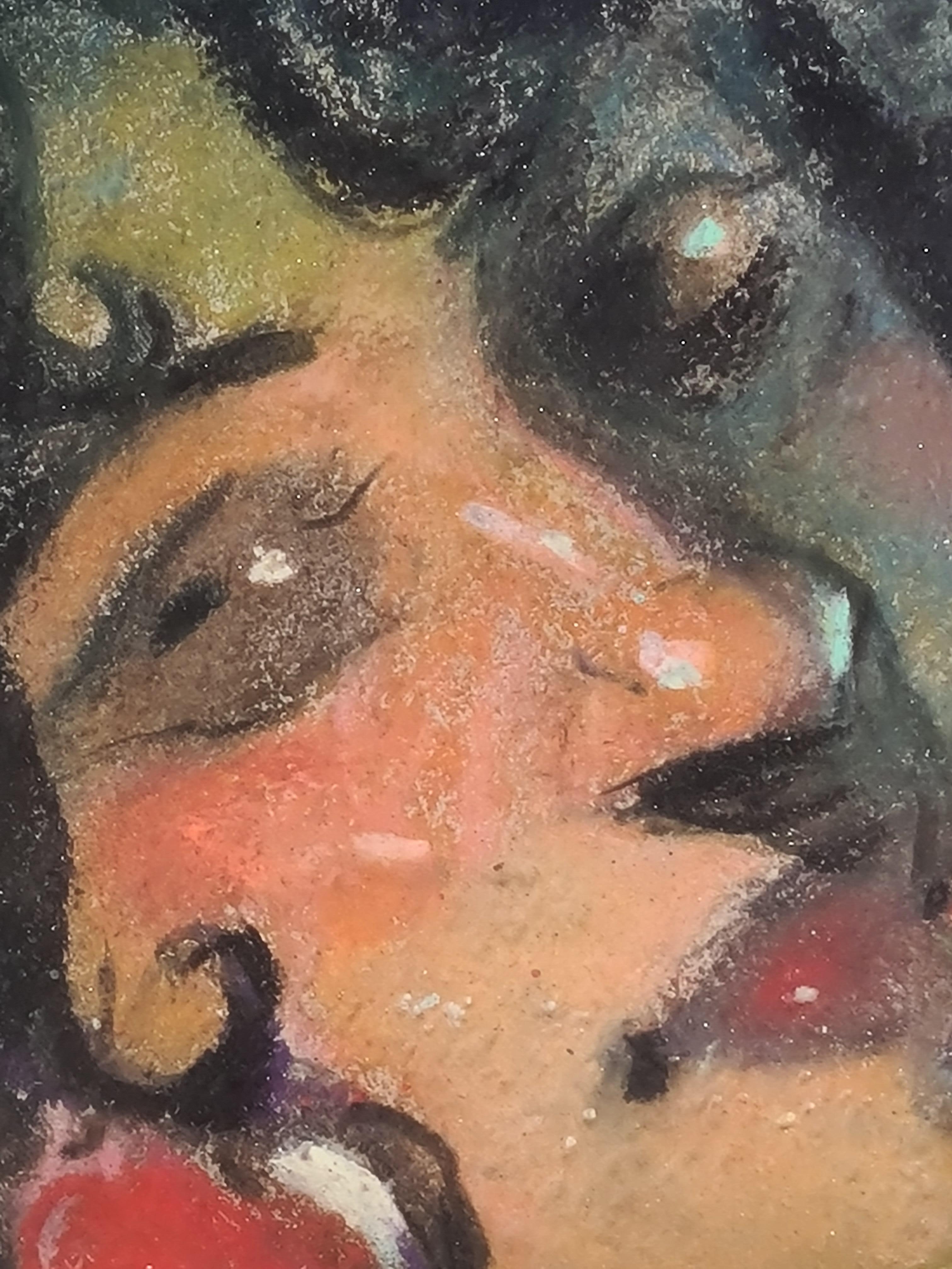 Portrait romantique au pastel d'une beauté espagnole, Conchita de Cadiz en vente 2