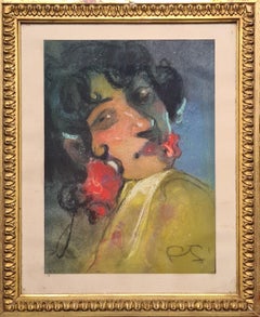 Ritratto a pastello romantico della Belle Epoque di una bellezza spagnola, Conchita de Cadiz
