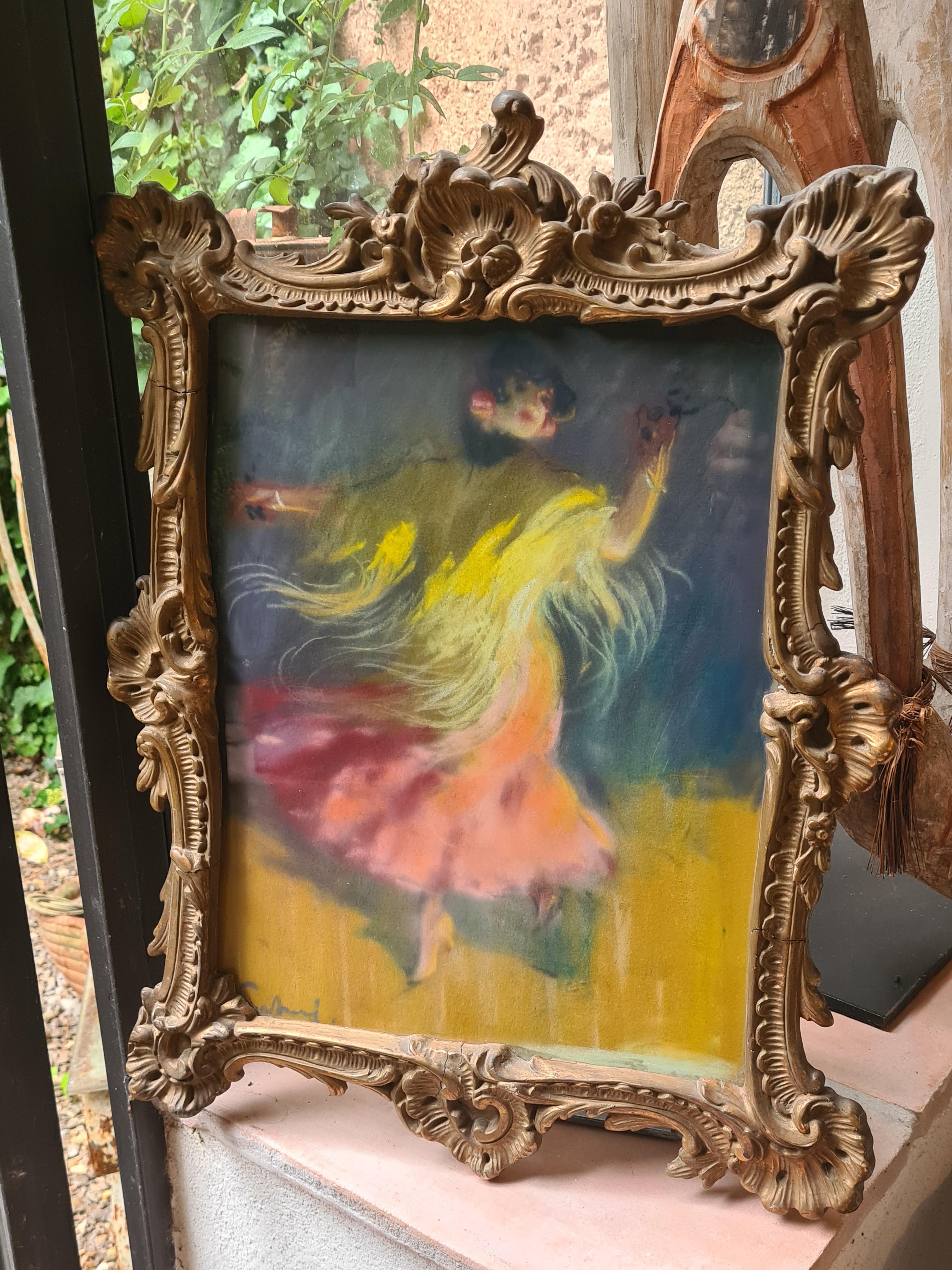 Flamenco Dancer, Belle Epoque Romantic Pastel Portrait, Conchita de Cadiz For Sale 8
