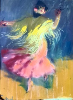 Flamenco Dancer, Belle Epoque Romantic Pastel Portrait, Conchita de Cadiz