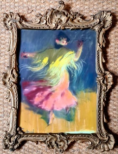 Ballerina di flamenco, ritratto romantico a pastello della Belle Epoque, Conchita de Cadiz