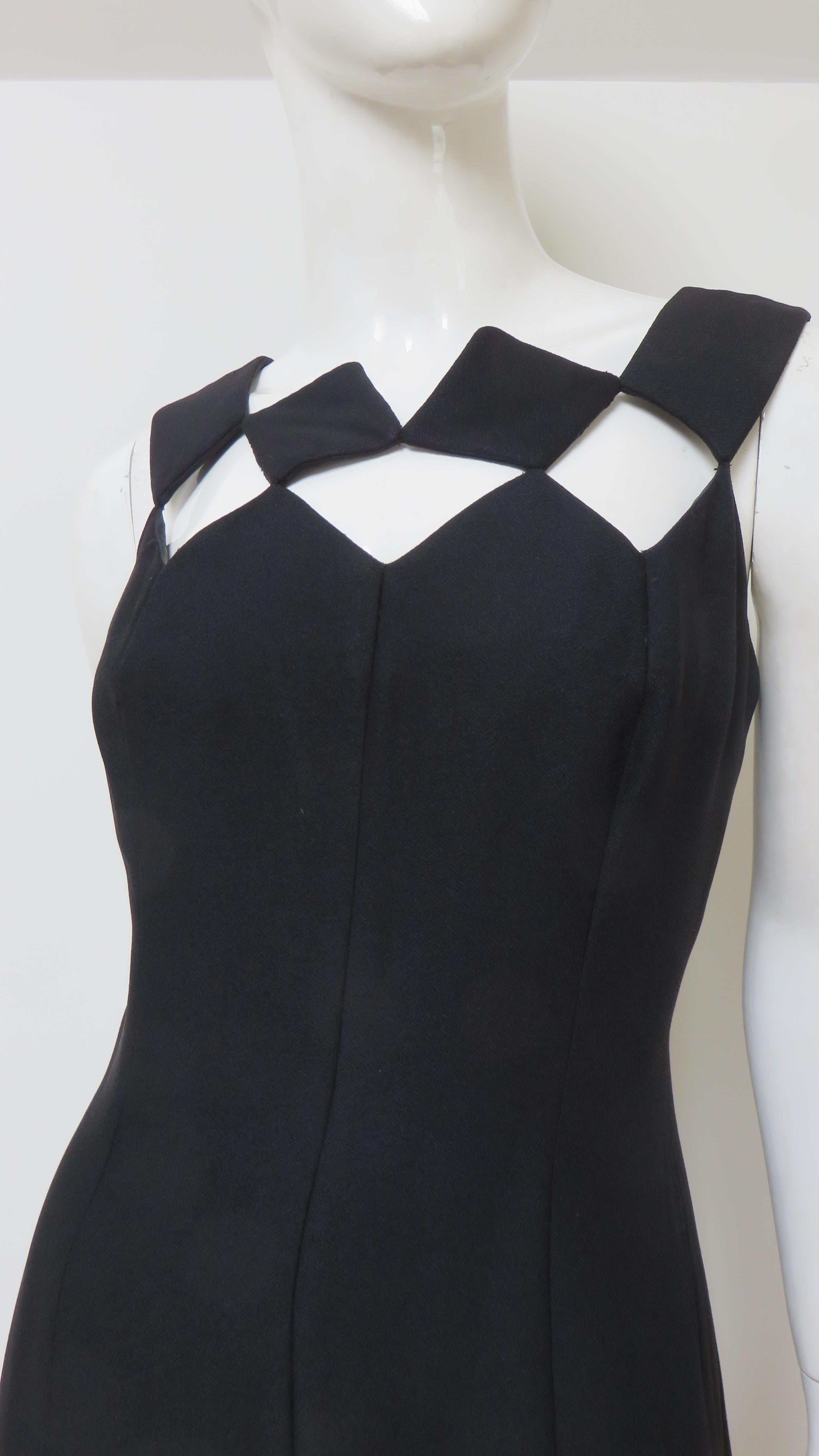Black Louis Estevez 1960s Geometric Cut out Dress