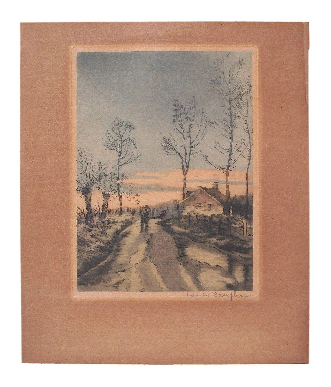 French Louis Étienne Dauphin, Fine Color Engraving, France, circa 1920 For Sale