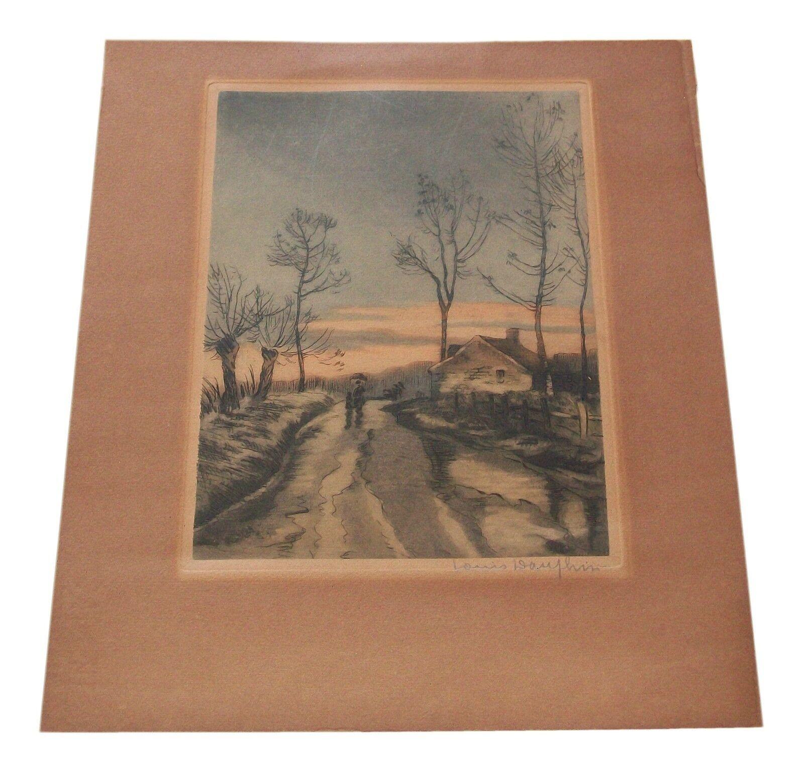 Hand-Crafted Louis Étienne Dauphin, Fine Color Engraving, France, circa 1920 For Sale