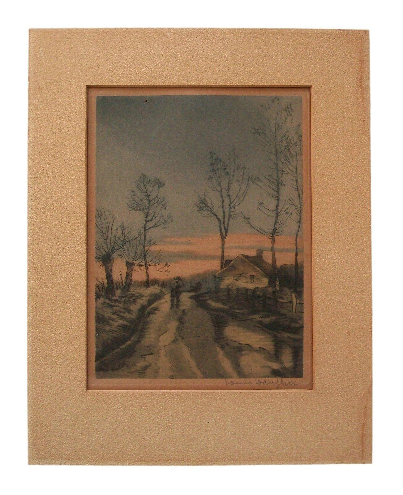 Louis Étienne Dauphin, Fine Color Engraving, France, circa 1920 In Good Condition For Sale In Chatham, ON
