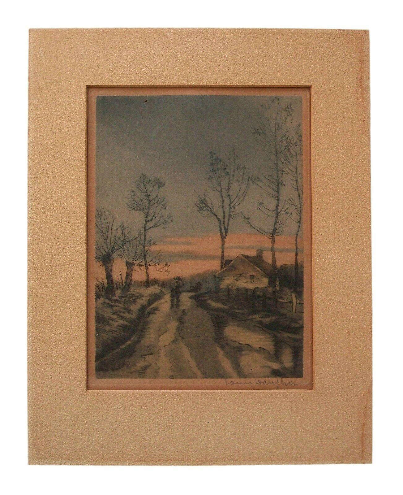 Louis Étienne Dauphin, Fine Color Engraving, France, circa 1920 In Good Condition For Sale In Chatham, ON