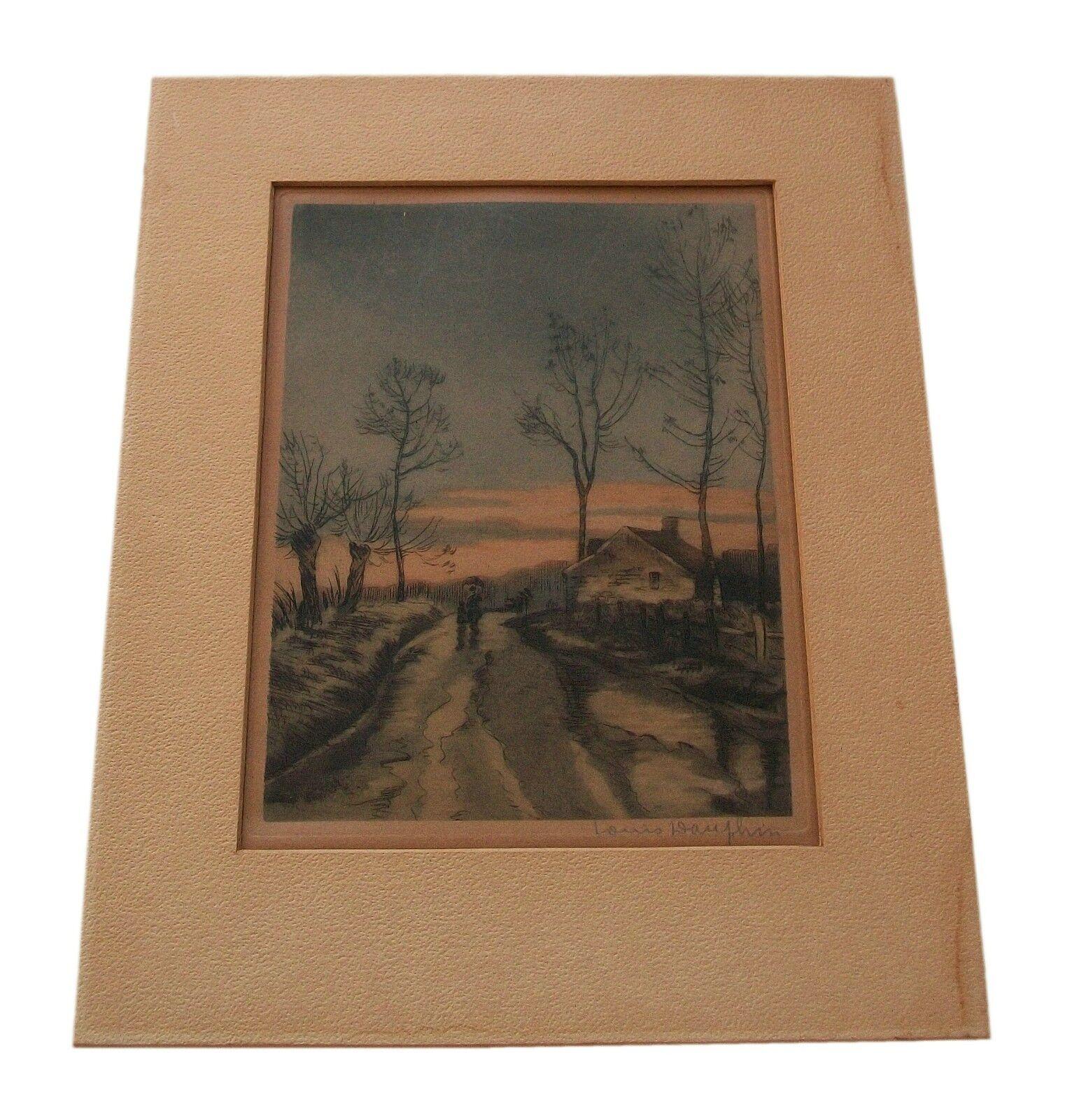 20th Century Louis Étienne Dauphin, Fine Color Engraving, France, circa 1920 For Sale