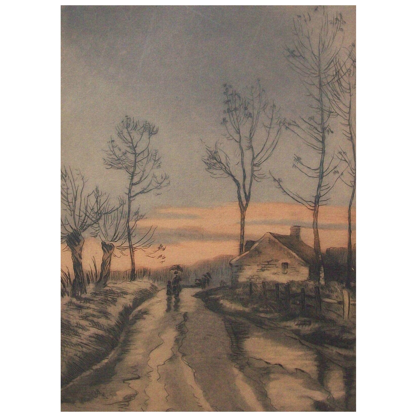 LOUIS ÉTIENNE DAUPHIN (1885-1926) - Feine Farbgravur - Frankreich - um 1920