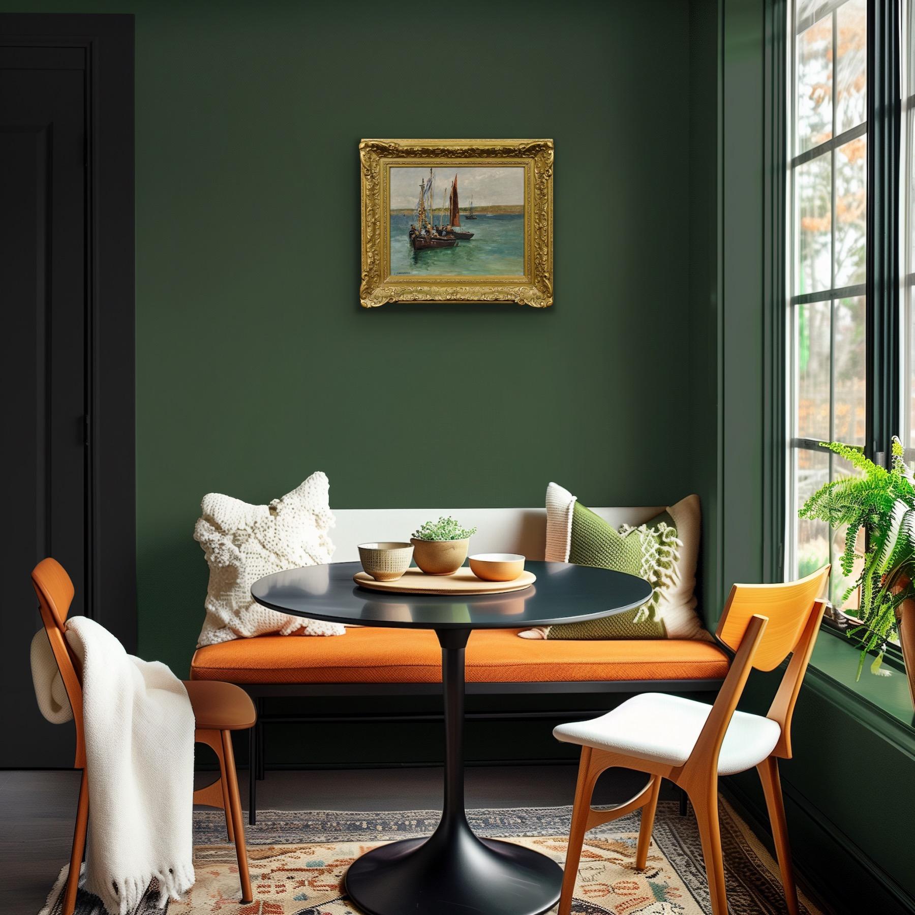 Ein Fischer Begräbnis auf See Gerahmte 1880er klagende Marine Ölgemälde im Angebot 6