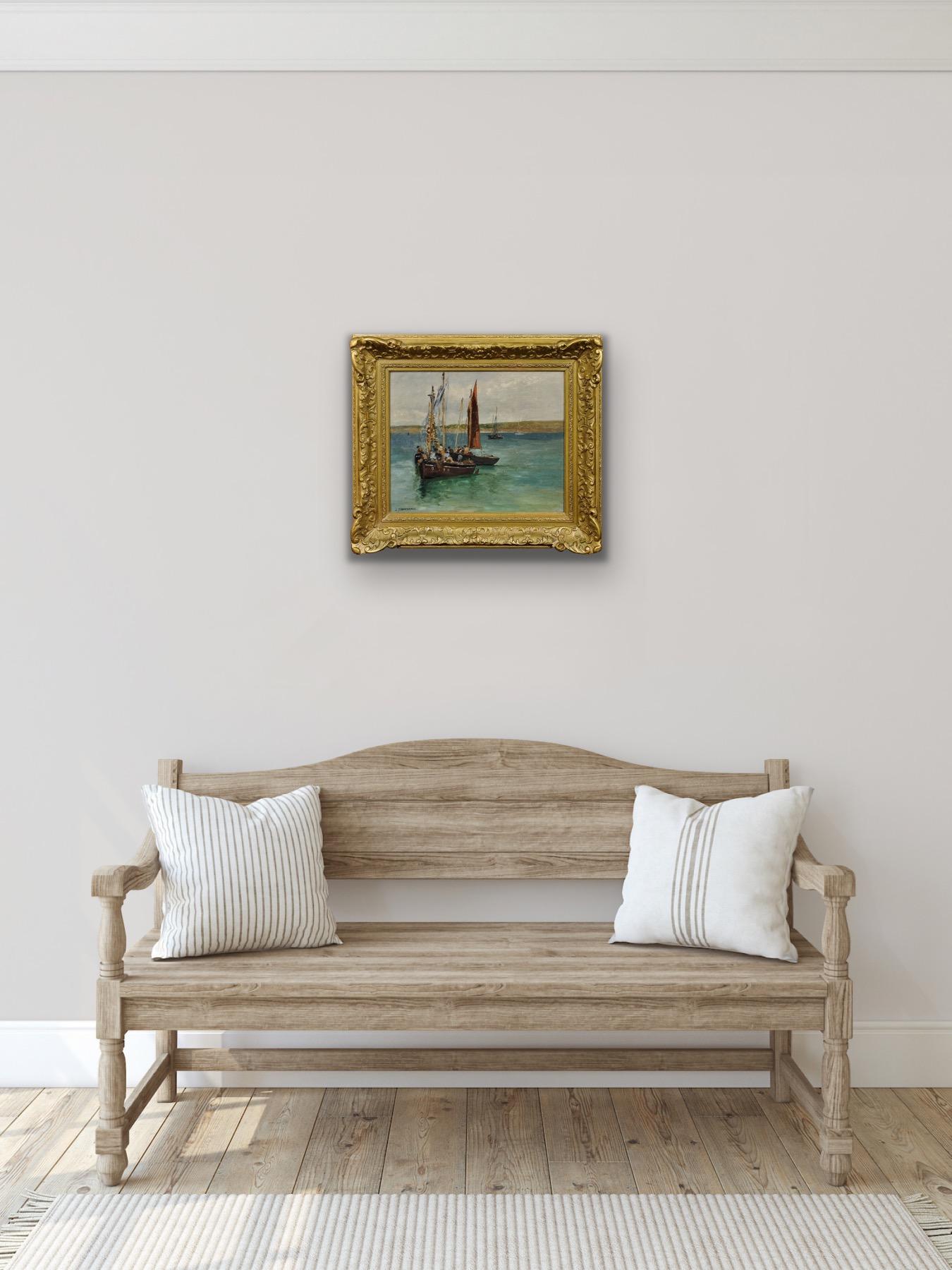 Ein Fischer Begräbnis auf See Gerahmte 1880er klagende Marine Ölgemälde im Angebot 7