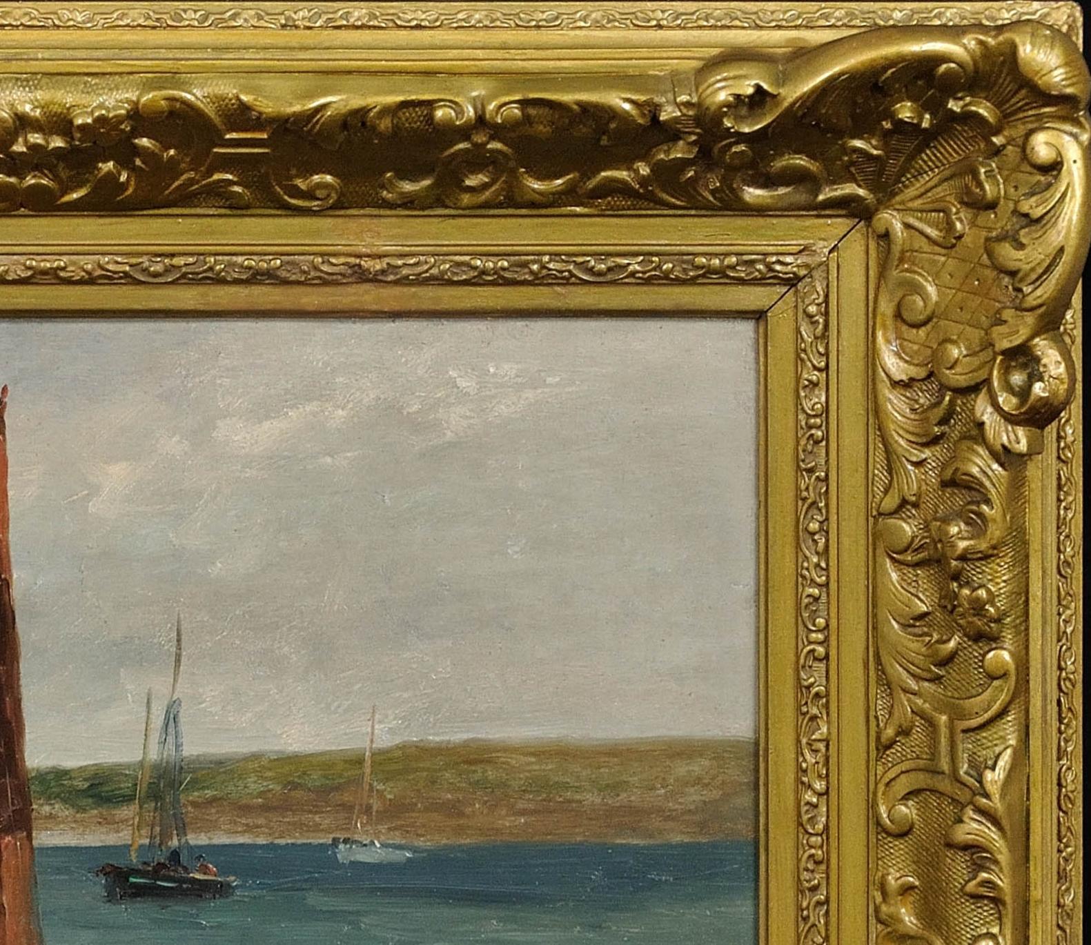 Ein Fischer Begräbnis auf See Gerahmte 1880er klagende Marine Ölgemälde im Angebot 15