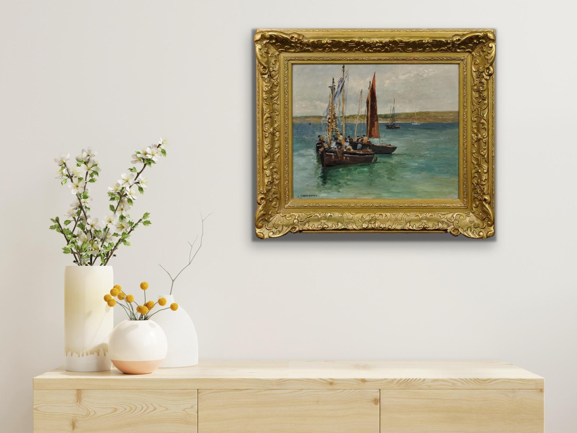 Louis Étienne Timmermans.
Belgier ( geb.1846 - gest.1910 ).
Das Begräbnis eines Fischers auf See.
Öl auf Platte.
Signiert unten links.
Bildgröße 17,5 Zoll x 25 Zoll (44,5 cm x 63,5 cm).
Rahmengröße 22,4 Zoll x 29,9 Zoll (57cm x 76cm).

Dieses zum