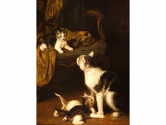 Katzen - Gemälde von Louis Eugène Lambert - Ende 19. Jahrhundert