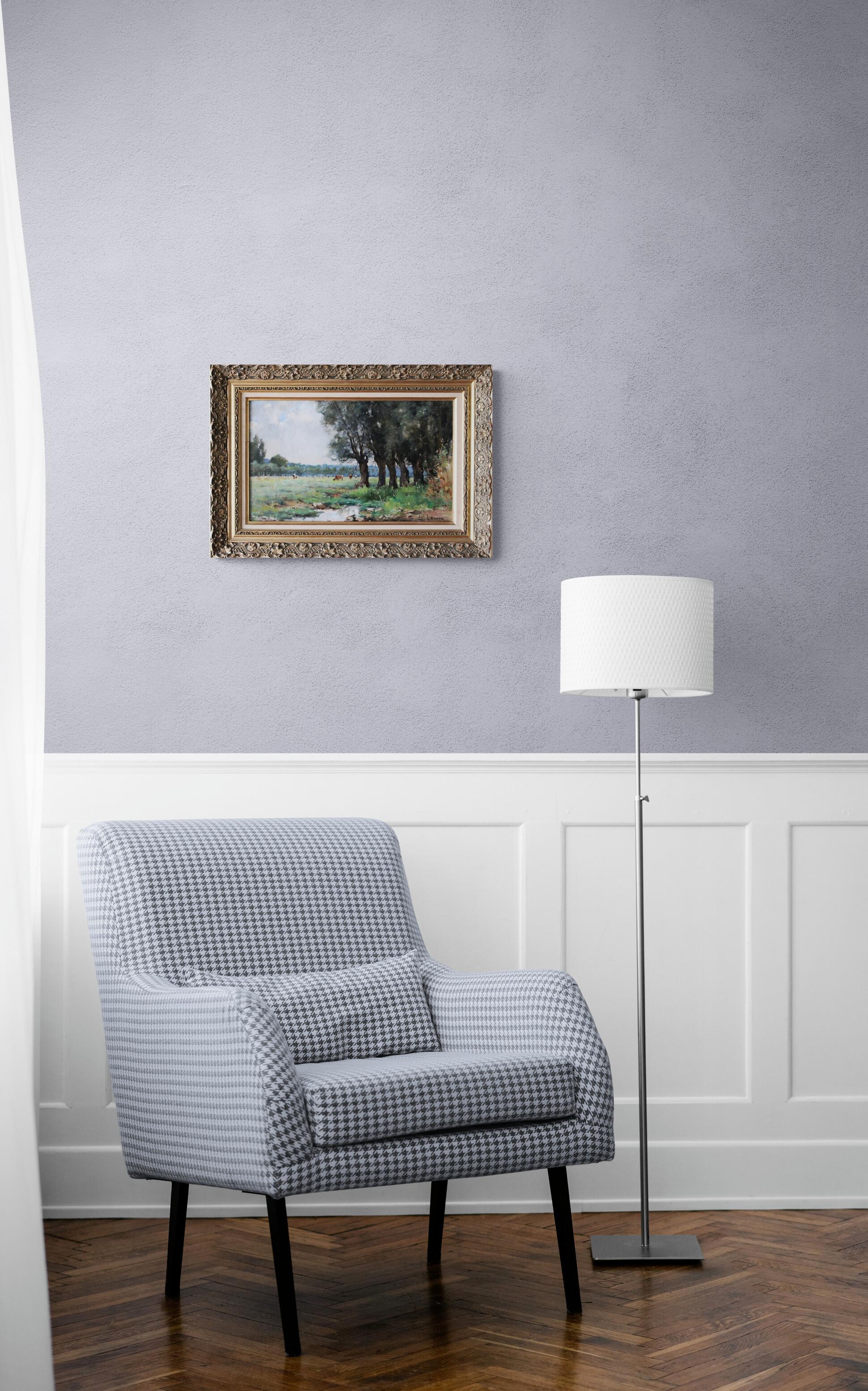 19th Century oil on wood landscape with woodland oil painting by renown French artist Louis Eugène Leroux, signed in the lower right.  A fresh pastoral landscape in a vintage gilt frame.  Cows graze in a meadow next to woodland, in the fore there is