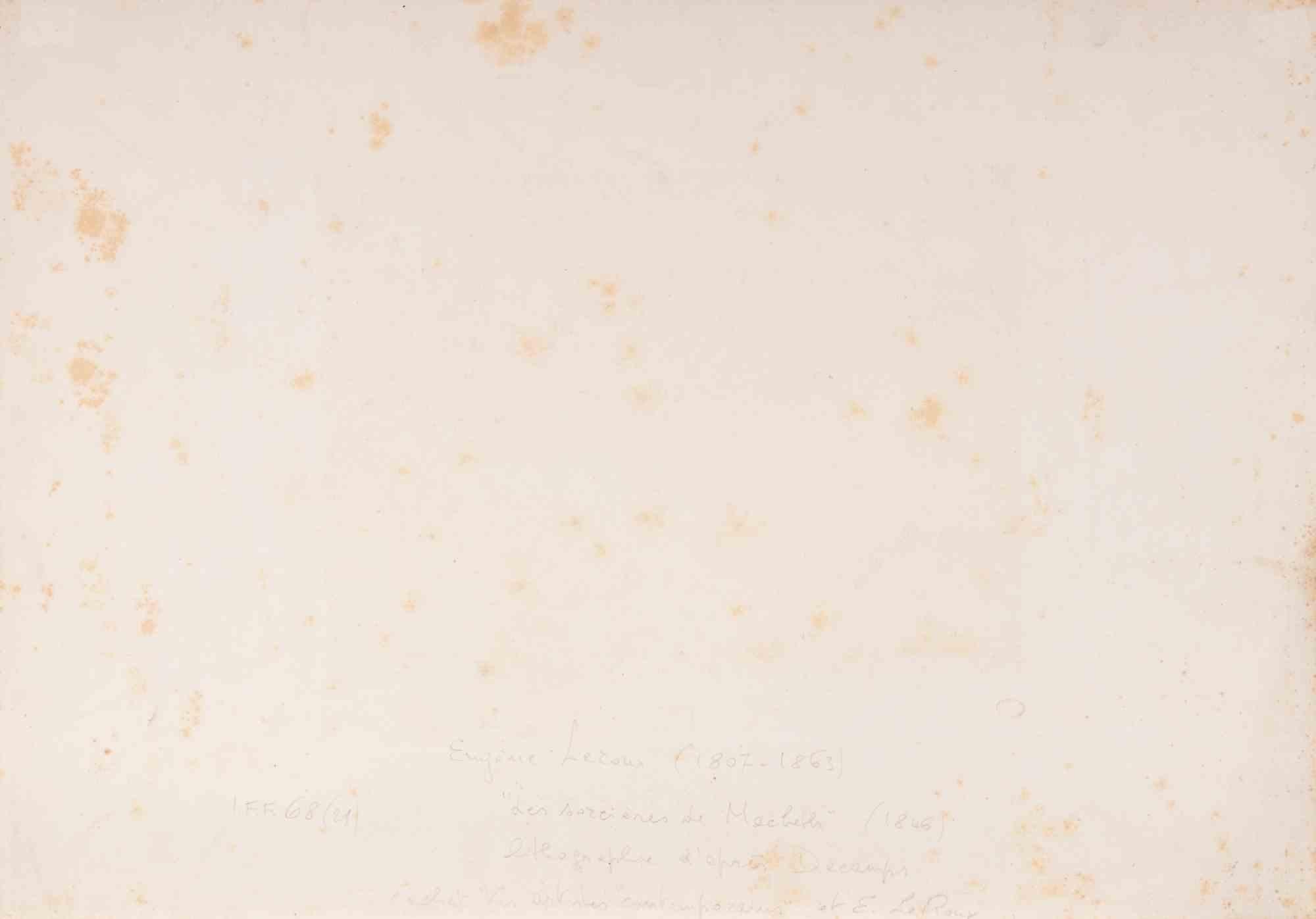 Les Sorcières de Mechlin (The Witches of Mechlin) - Lithograph - 1846 - Print by Louis-Eugène Le Roux