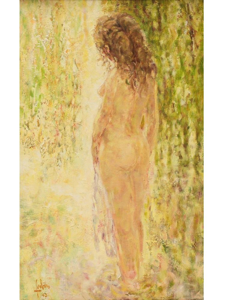 European Louis Fabien, French 20th Century Oil on Canvas Painting of a Nude Beauty, 1967 For Sale