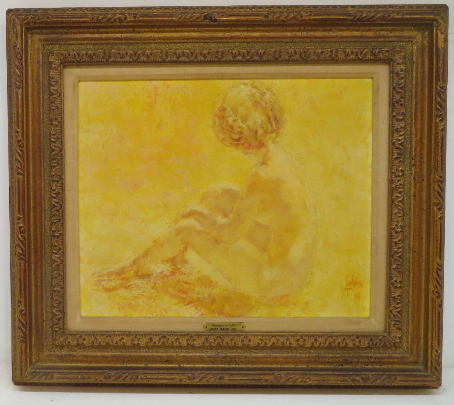 Louis Fabien Nude Painting - (1925-2016) FRENCH Post Impressionist signed Oil Painting FEMALE NUDE STUDY 