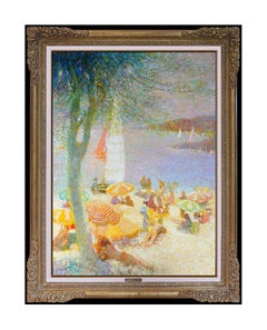 LOUIS FABIEN Large ORIGINAL OIL PAINTING on CANVAS French Seascape Signed Art