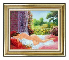 LOUIS FABIEN Oil on CANVAS Authentic Original Painting Signed Nude Female Art