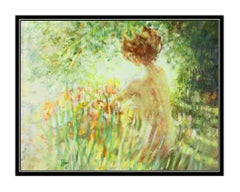 Louis Fabien Oil Painting On Canvas Nude Female Landscape Signed Original Art