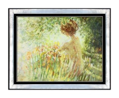 Louis Fabien Oil Painting On Canvas Nude Female Landscape Signed Original Art