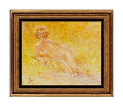 Louis Fabien Oil Painting On Canvas Original Nude Female Portrait Signed Artwork