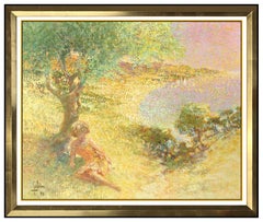 Louis Fabien Original Oil Painting On Canvas Female Portrait Landscape Signed