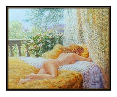 Louis Fabien Original Oil Painting On Canvas Nude Female Portrait Signed Artwork