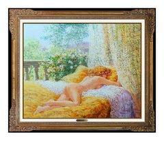 Louis Fabien Original Oil Painting On Canvas Nude Female Portrait Signed Artwork