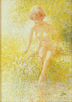 Louis Fabien Original Painting Oil On Canvas Signed Nude Female Portrait Artwork