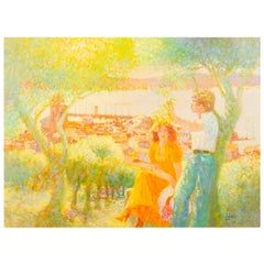 Romantic Landscape French Impressionist Oil on Canvas