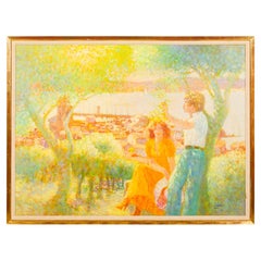 Romantic Landscape French Impressionist Oil on Canvas
