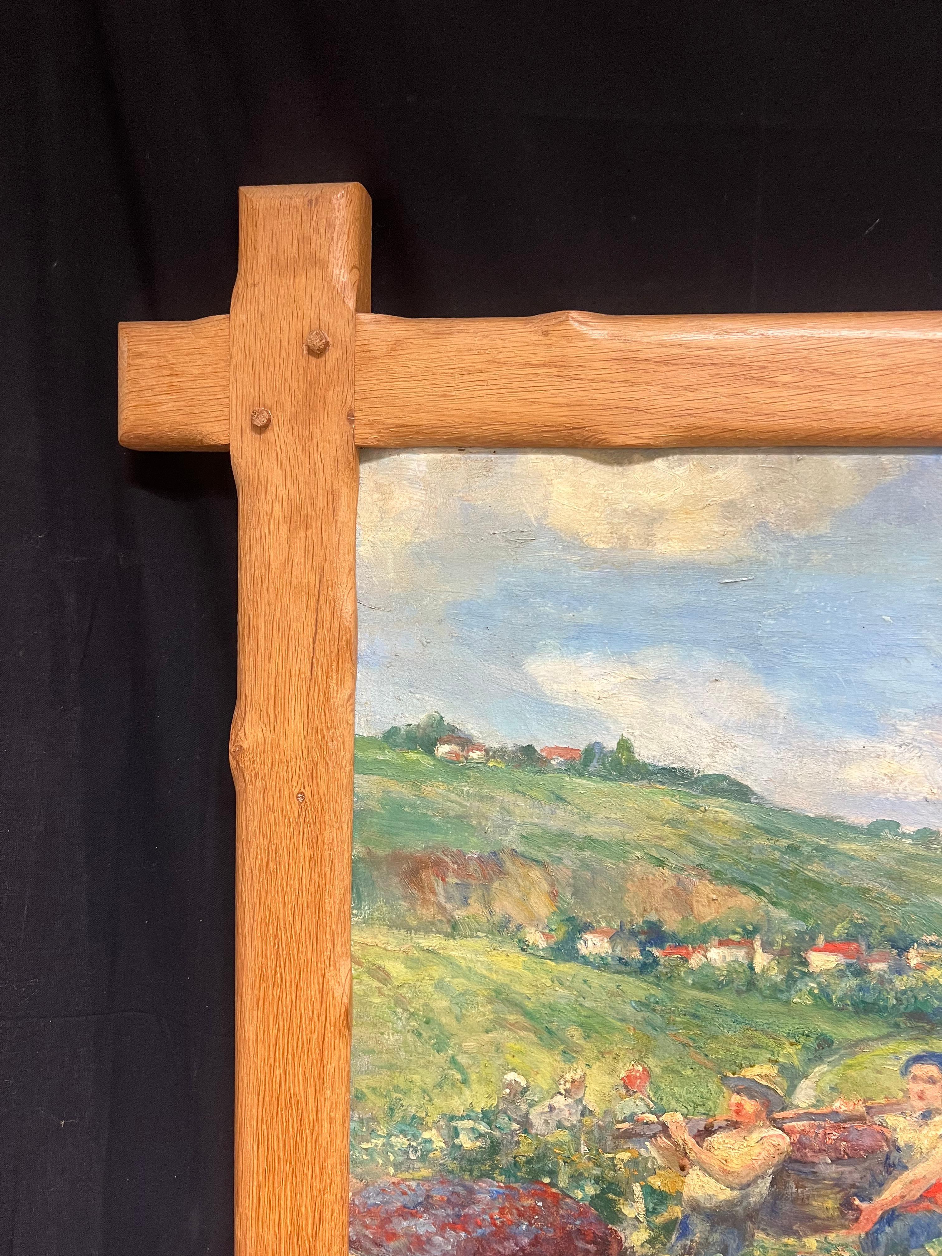 The Grape Harvest Large 1920's French Signed Oil Harvest Workers Vineyard For Sale 10