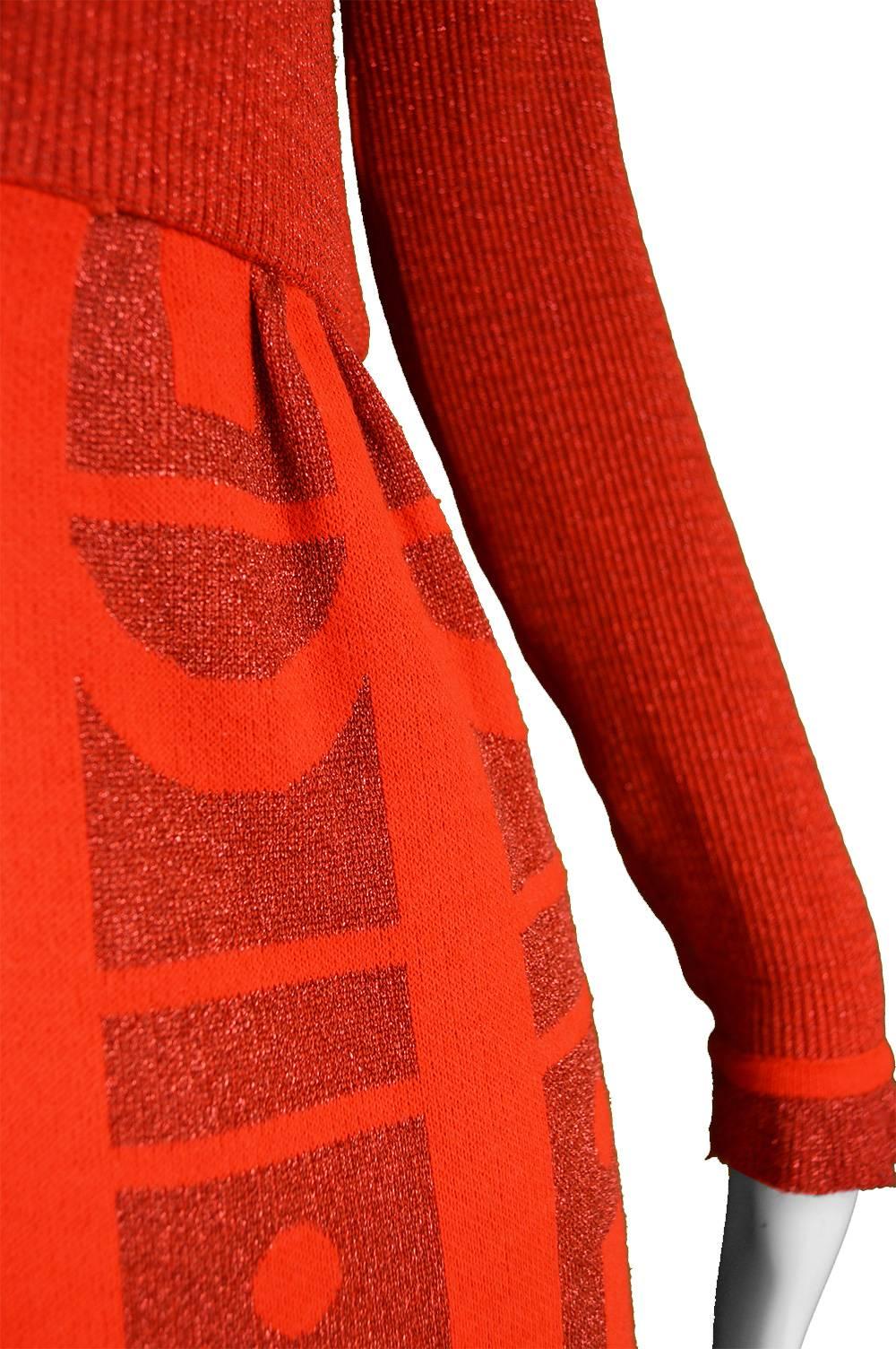 Women's Louis Feraud 1970s Vintage Red Knit Dress For Sale