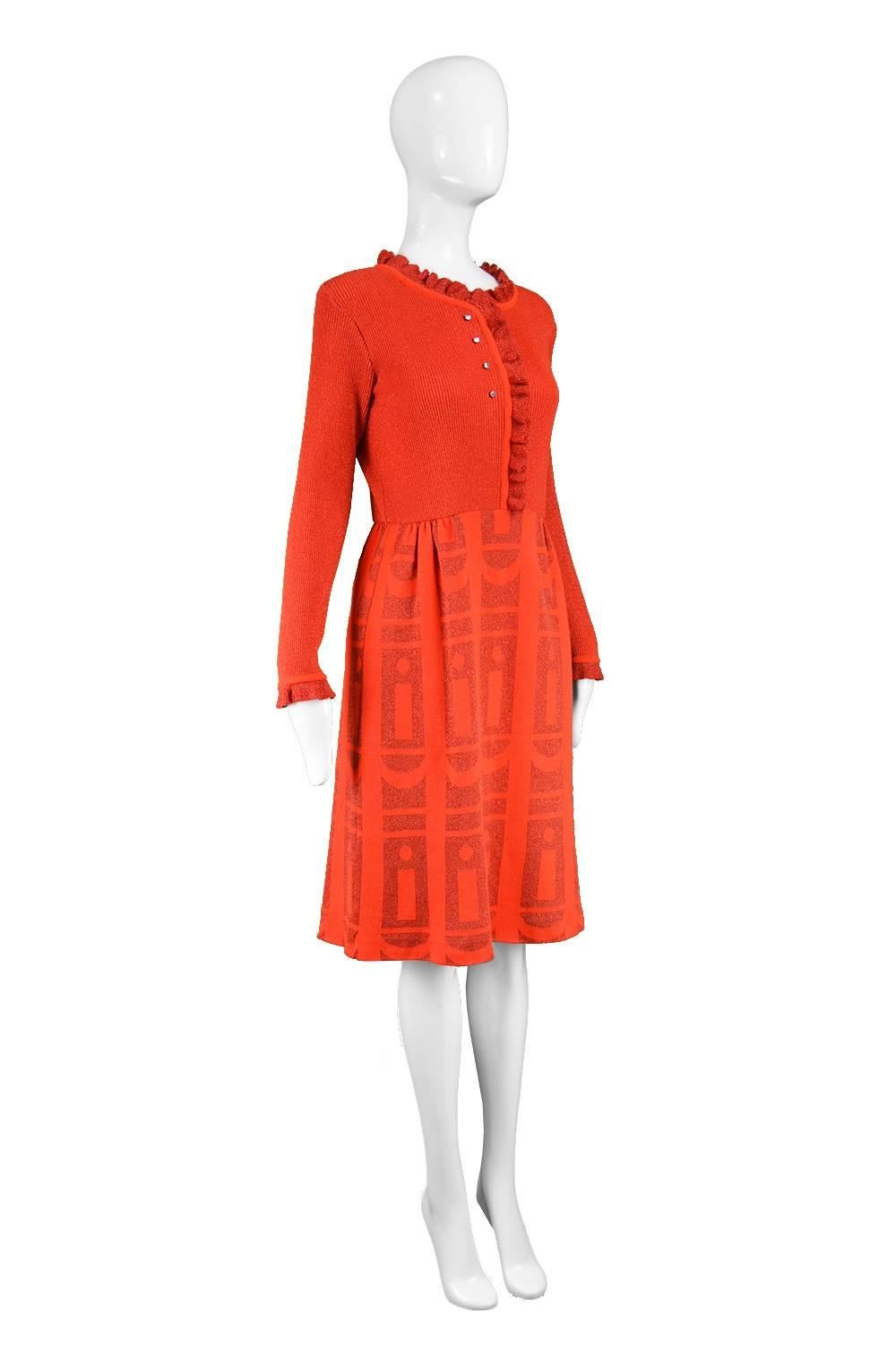 Louis Feraud 1970s Vintage Red Knit Dress For Sale 2