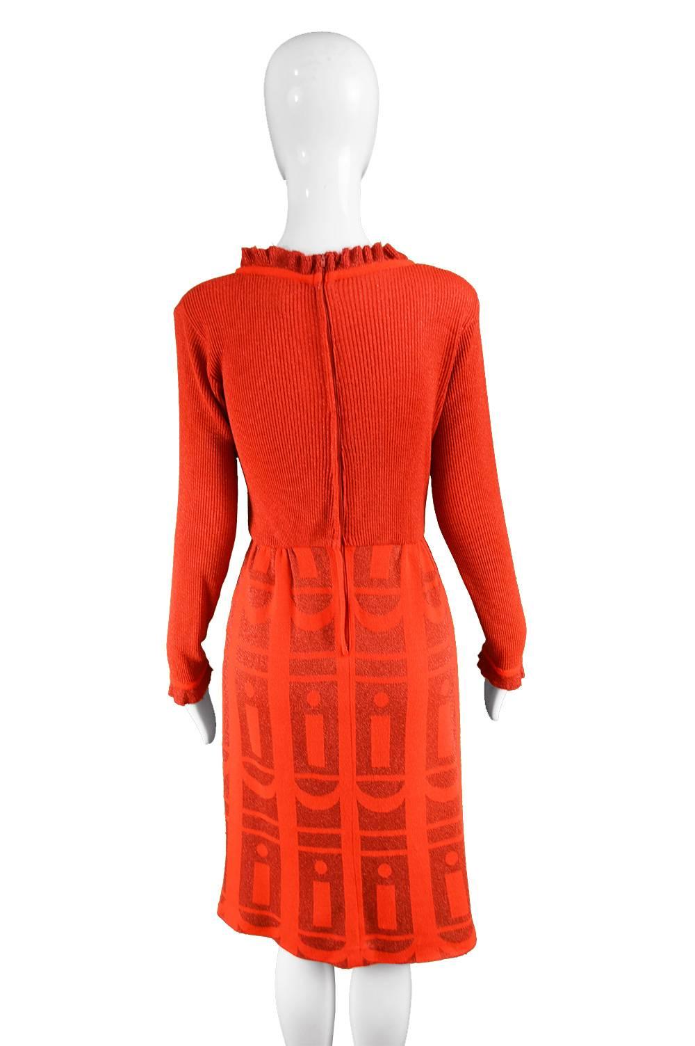 Louis Feraud 1970s Vintage Red Knit Dress For Sale 3