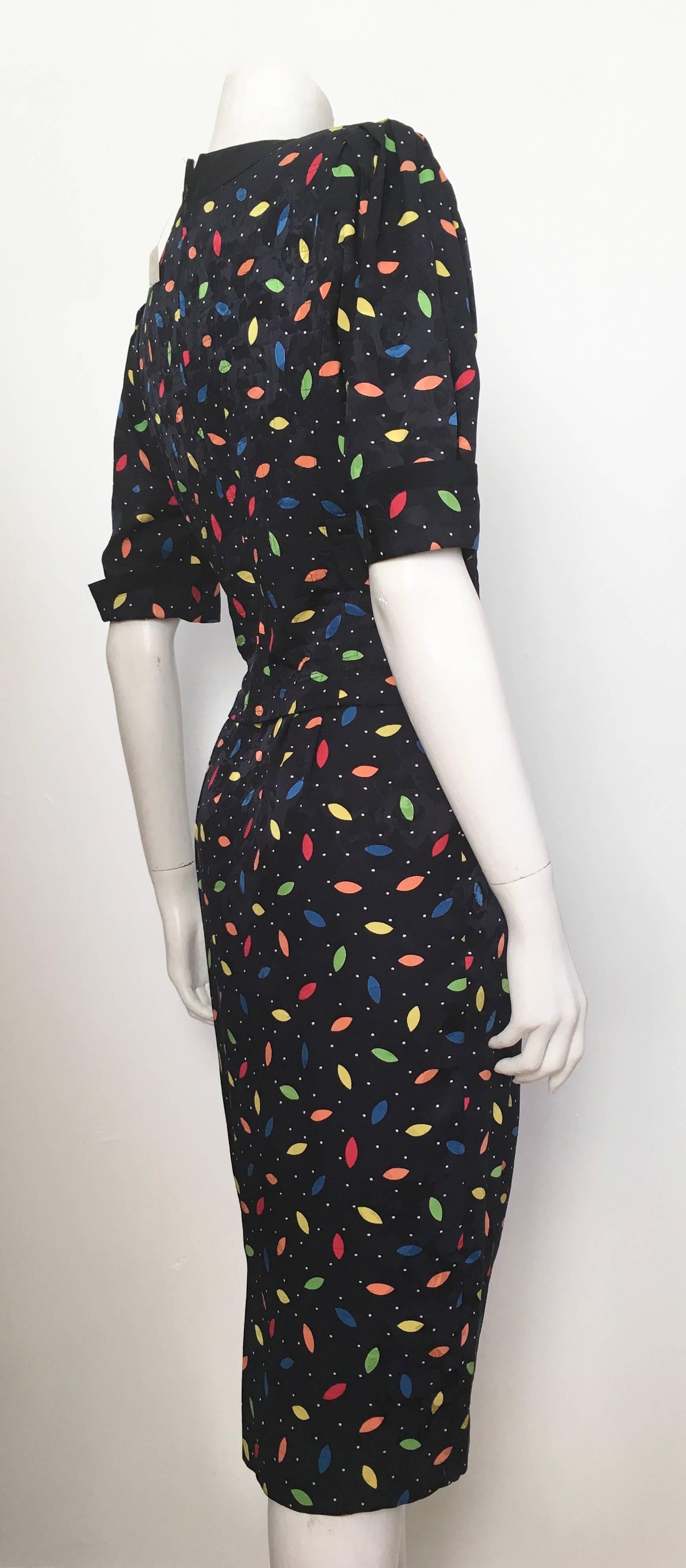 Louis Feraud 1980s Silk Navy Dress Size 6. Never Worn.  In New Condition For Sale In Atlanta, GA