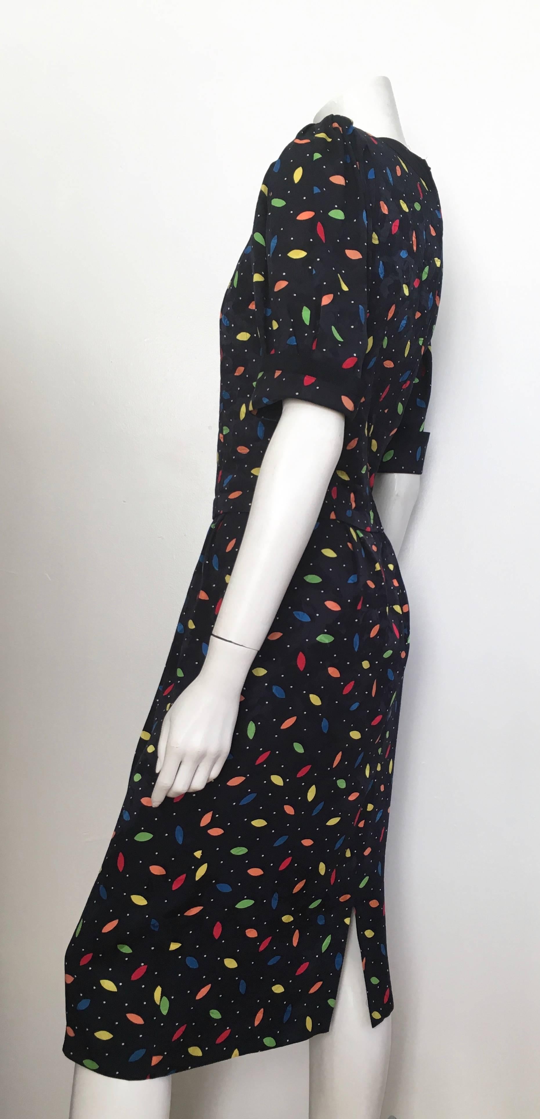 Louis Feraud 1980s Silk Navy Dress Size 6. Never Worn.  For Sale 2