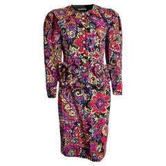 Louis Feraud 1980s Vintage Seiden-Wollmischung Multicolor Anzug Set Größe 8